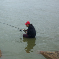 "If you want catch them fishes you gots to get right in there with them fishes."
That's Cory Kakepetum doing his fish
