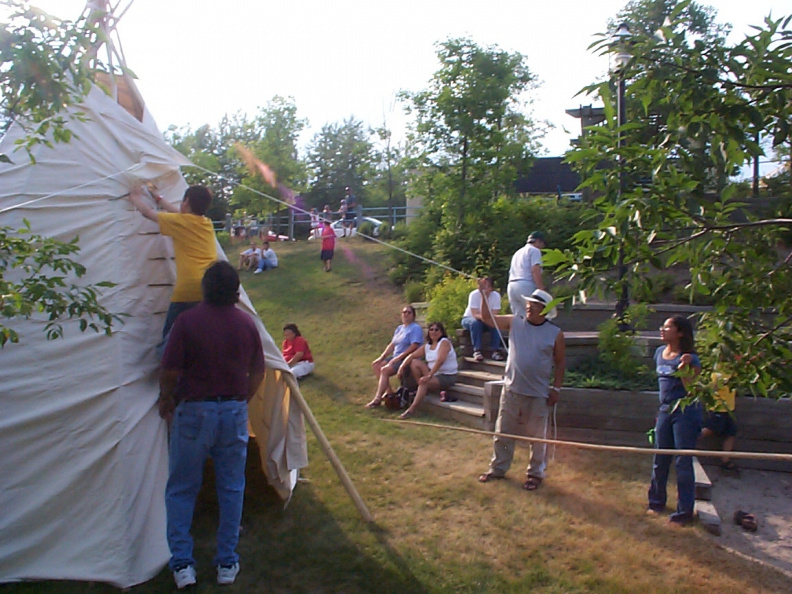 Randy did his best to help finish the tipi, but his arms are still a little too short.