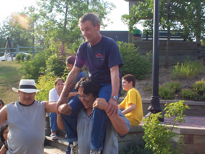 Ray to the rescue (sitting on Dave's shoulders).
