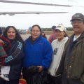 Ronnie and Delilah Quill with their girls Dixie and Stacy and their grandson at the airport