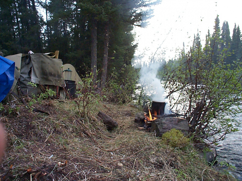 Another great campsite at the foot of the rapids that we had to portage around at the end of the previous day ... we were able t