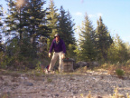 Picture from the shore looking up the bank to the first level where we made our fire and into the trees where we had our tent.