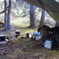 With the wind and overcast cloud covering Tom set up the tarp ... it only rained a little that night