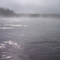 The sun and the mist sure made things look interesting as Tom guided us through the last set of rapids on the Fawn
