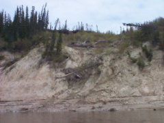 The changing shoreline with the ice and erosion