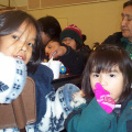 Everyone enjoys the community feast in Poplar Hill - January 23, 2002
