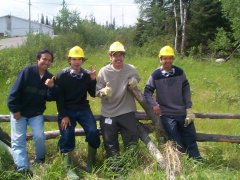 Community members from left to right John Paul Rae, Derek Liklater, Norman Rae, and Marcel Keewaykapow.