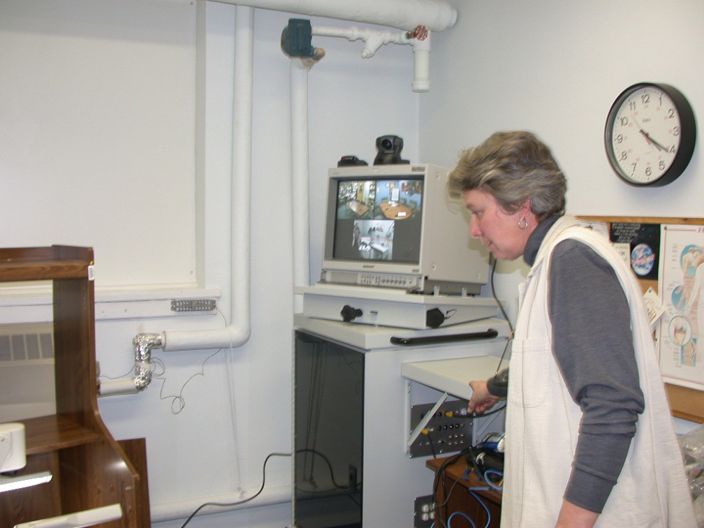 The examination room at the Zone Hospital (notice the three sites connected together using this unit)