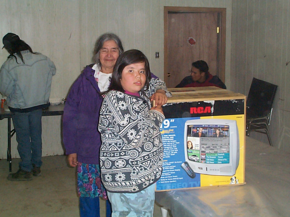 This is Brianna Meekis who won a new 19 inch tv in a raffle.