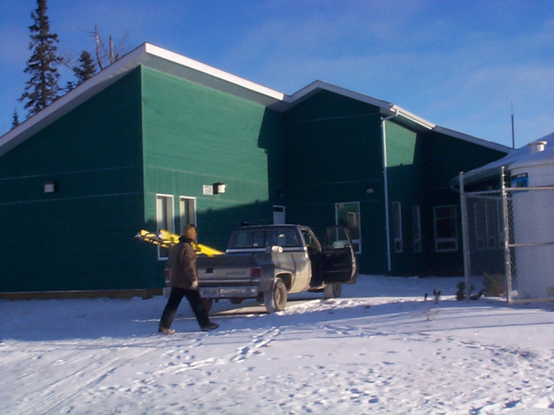 Getting the wiring cable done at the clinic in North Spirit Lake.