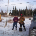 Two of Blair Electronics workers, getting the first home connected to the Internet.