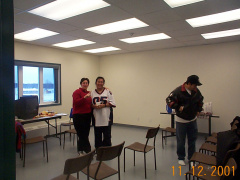 Teresa Wassaykeesick Health Director presenting Michelle DesRoches, RD faciliator a hand made quilt. Fabian Campbell Health Dire