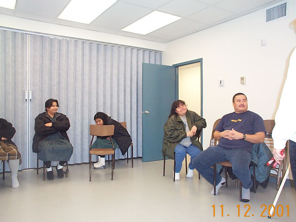 Maryanne Moose community participant, Bella Moose Healthy Babies Coordinator, Wally Anishnawbe Nothern Store Manager looking on.