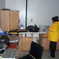 Here's one of our cook's Renata Meekis getting ready to serve to the community.