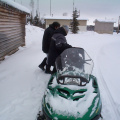 This is Jason Kakegamics skidoo. Nice eh? Its fast too. It took her only 45 minutes to get to Sandy Lake.