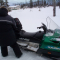 Last minute preparations are needed to make sure everything is in working order. That everything is tied up to the skidoo.