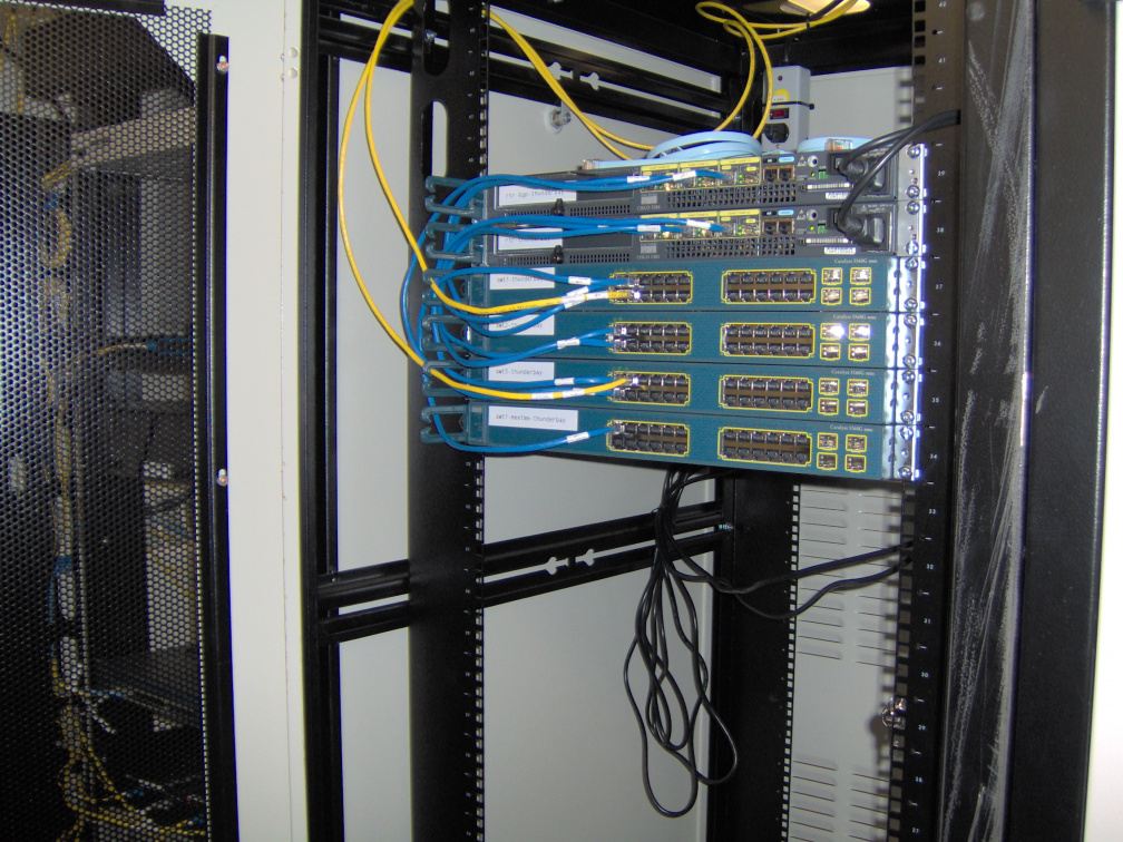K-Net equipment installed in the rack at Lakehead University.