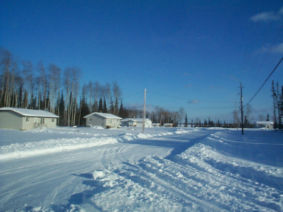 One of those houses belong to my buddy Chimo. A look at one of the roads in Keewaywin