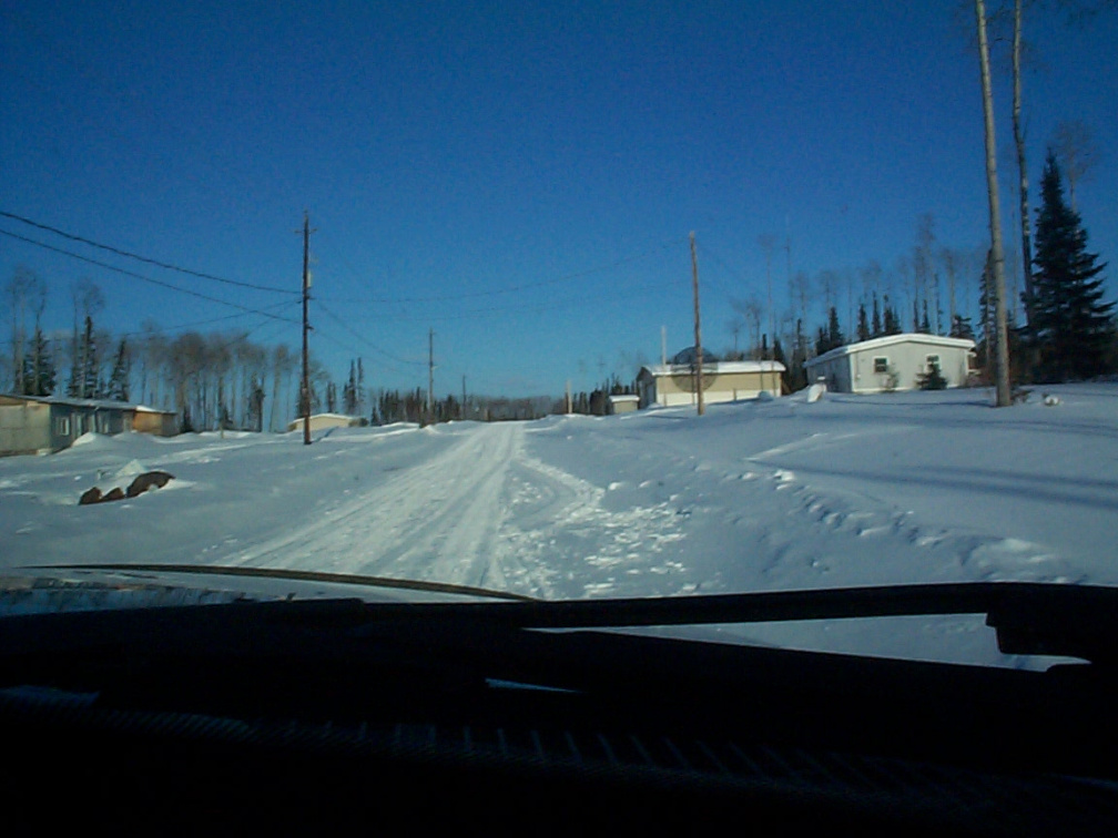 and I'm riding around town taking pictures of the community as we head out to the winter road
