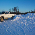 And here is Edwin Meekises truck at the entrance of the airstrip. (the airstrip is only about 1km long.) Air Sandy little plane