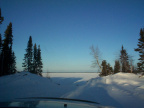 This is where the winter road begins. See the lake up ahead?