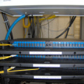 The top most fiber patch panel connects the MeetMe room to the library roof