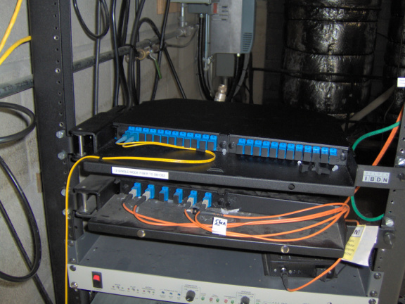 The fiber patch panel is located at the library roof and connects back to the MeetMe room