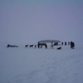 And here wer are down the lake in Keewaywin. I can barely see, but up there is their campsite.