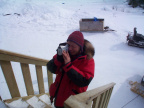 And here he is capturing the visit with his ditigal video recorder.