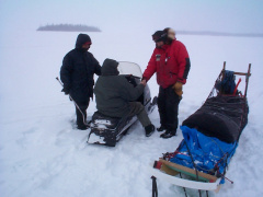 Here he is thanking one the expedition members. Giving him a handshake.