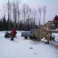 And here we are going to The Donalds house. One of our Keewaywin elders.