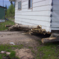 Another view, sorry couldn't take a picture of the other log that broke under the building!