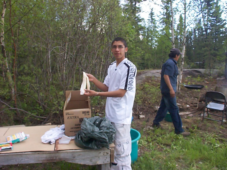 Wayne Sawanis getting the fish ready