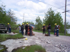 Going through the equipment before going down to set up a pump.