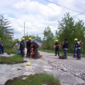 Going through all the different kinds of tools that they need to know when battling a fire.