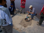 Geologist show's kids what they do to look for gold.