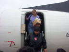 Nurse and Liza Meekis getting off the plane