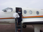 Davie Meekis arriving on his own plane escorting his son Cody Meekis