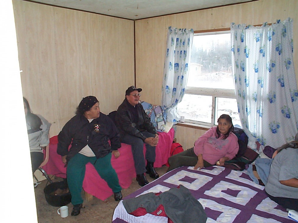 Bello Kakegamic in the middle with his wife at the left and Janice Kakepetum