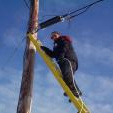 And here we have the Smart Teams Keewaywin e centre manager hooking up cabling for internet access.