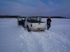 This is in March we got stuck going to Koochiching community. Our Keewaywin Tecnician went there to check out thier computers.