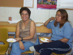 Charlene Meekis and Garylene Meekis enjoying there snacks