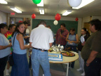 Oscar Meekis getting ready to cut the cake