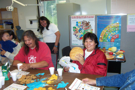  Winner Collen Kakegamic holding her  grand prize, great tasting bannock.