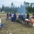 We had a nice bar b que out side of the Keewaywin band office. Recreation and jamboree committee are doing some fundraising.