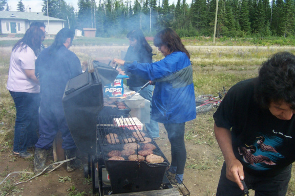 here we have the barbque going. Thats Rita Meekis in the blue.