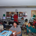 Steve Kakegamic in front of the cake *hurry up and cut the cake, i want some.*
