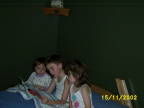 Lucas reading a story to his sisters for the first time.