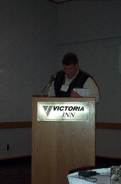 John Fullerton presenting his acceptance speech.