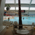 The water slides where most of the children went swimming in the afternoon.